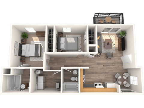 Bull Run two bedroom two bathroom floorplan